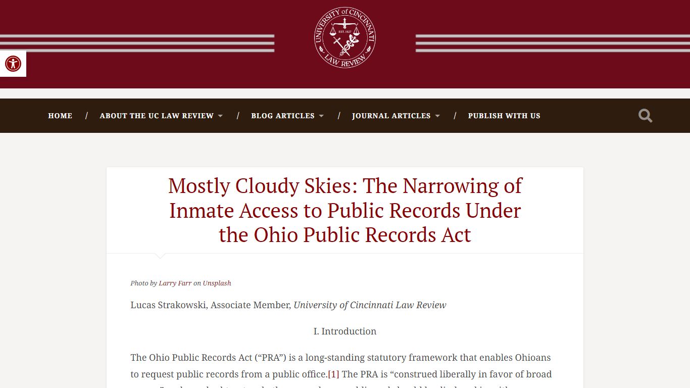 Mostly Cloudy Skies: The Narrowing of Inmate Access to Public Records ...